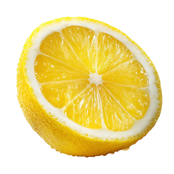 A halved lemon on a transparent background