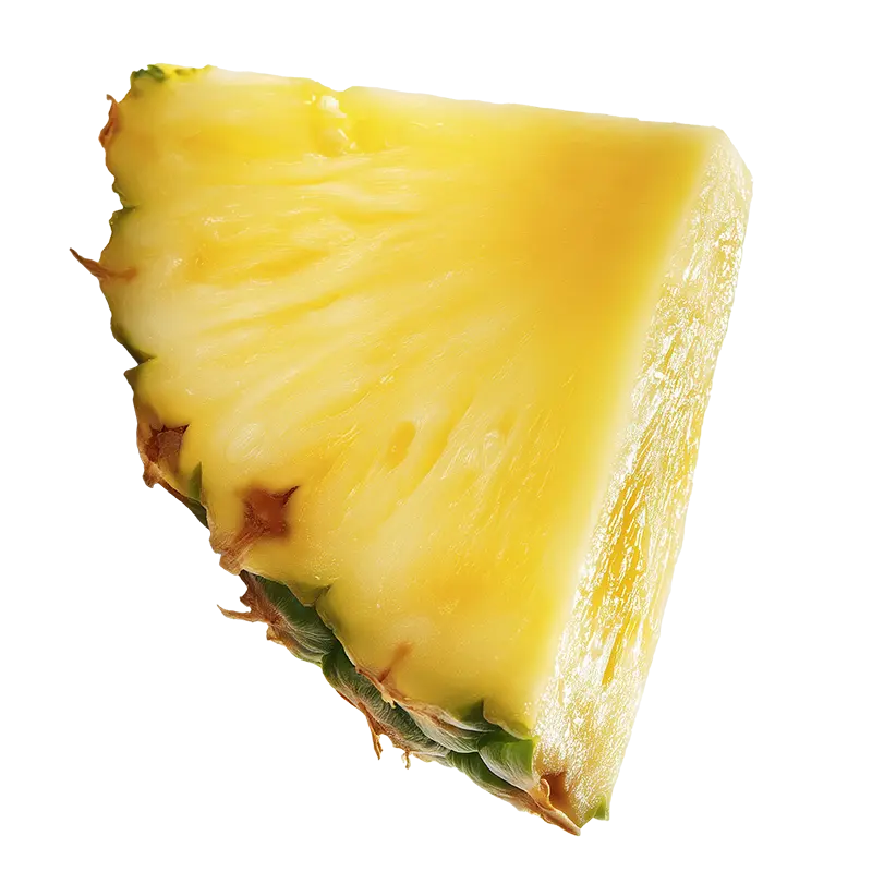 A fresh-cut wedge of ripe pineapple